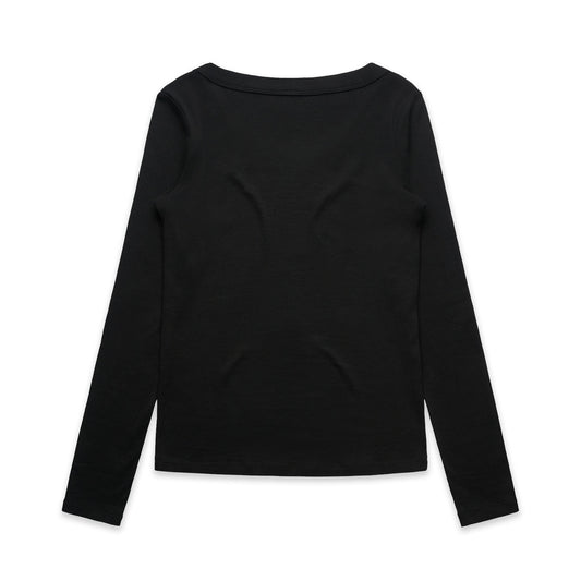 Wo's Organic Baby Rib L/S Tee – Long Sleeve Tee - BLACK - BACK