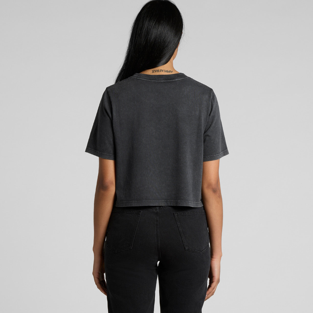 Wo's Stone Wash Heavy Crop – T-Shirt - BACK