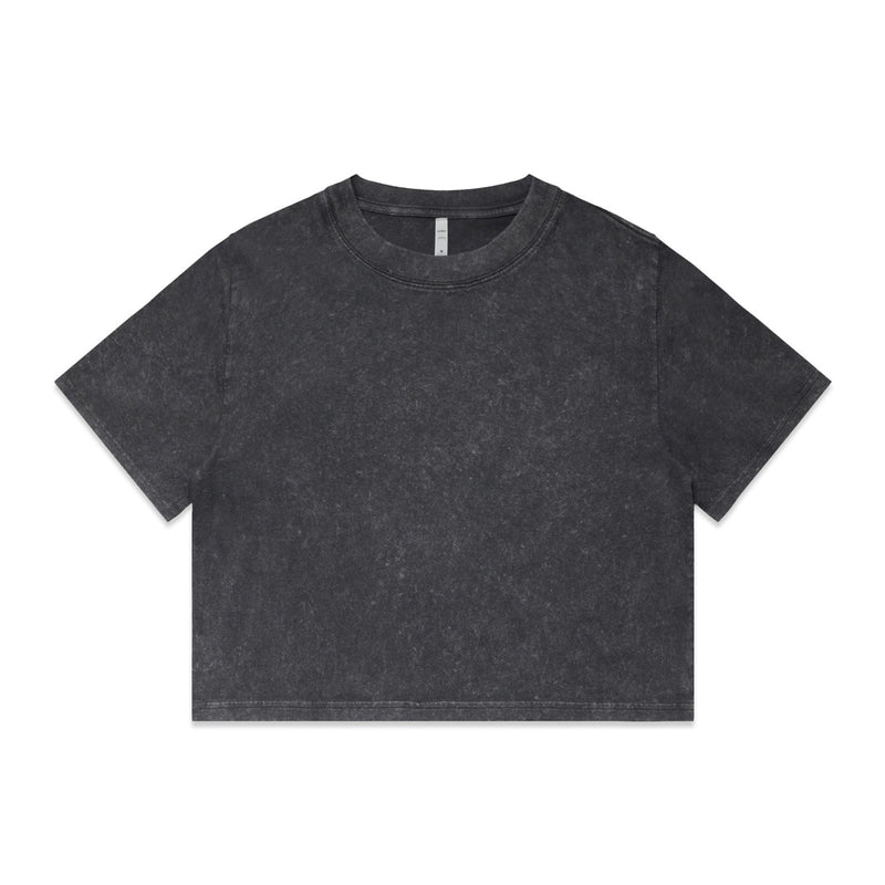 Wo's Stone Wash Heavy Crop – T-Shirt - Black Stone
