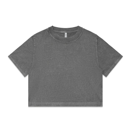 Wo's Stone Wash Heavy Crop – T-Shirt - Coal Stone