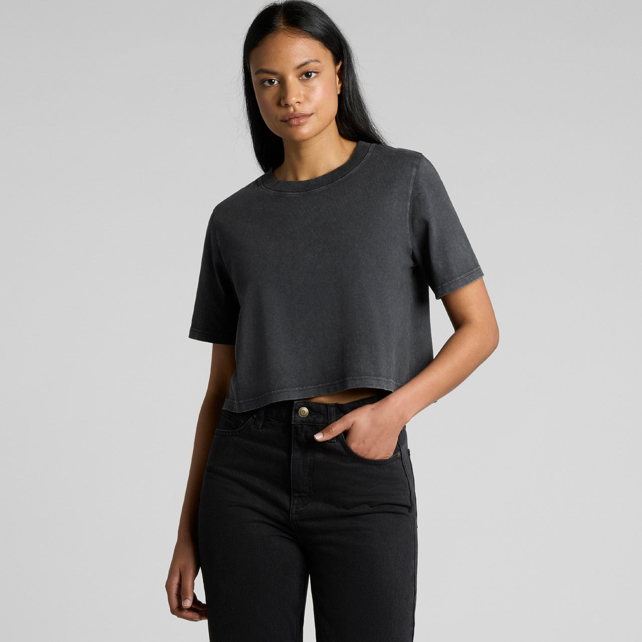 Wo's Stone Wash Heavy Crop – T-Shirt - BACK