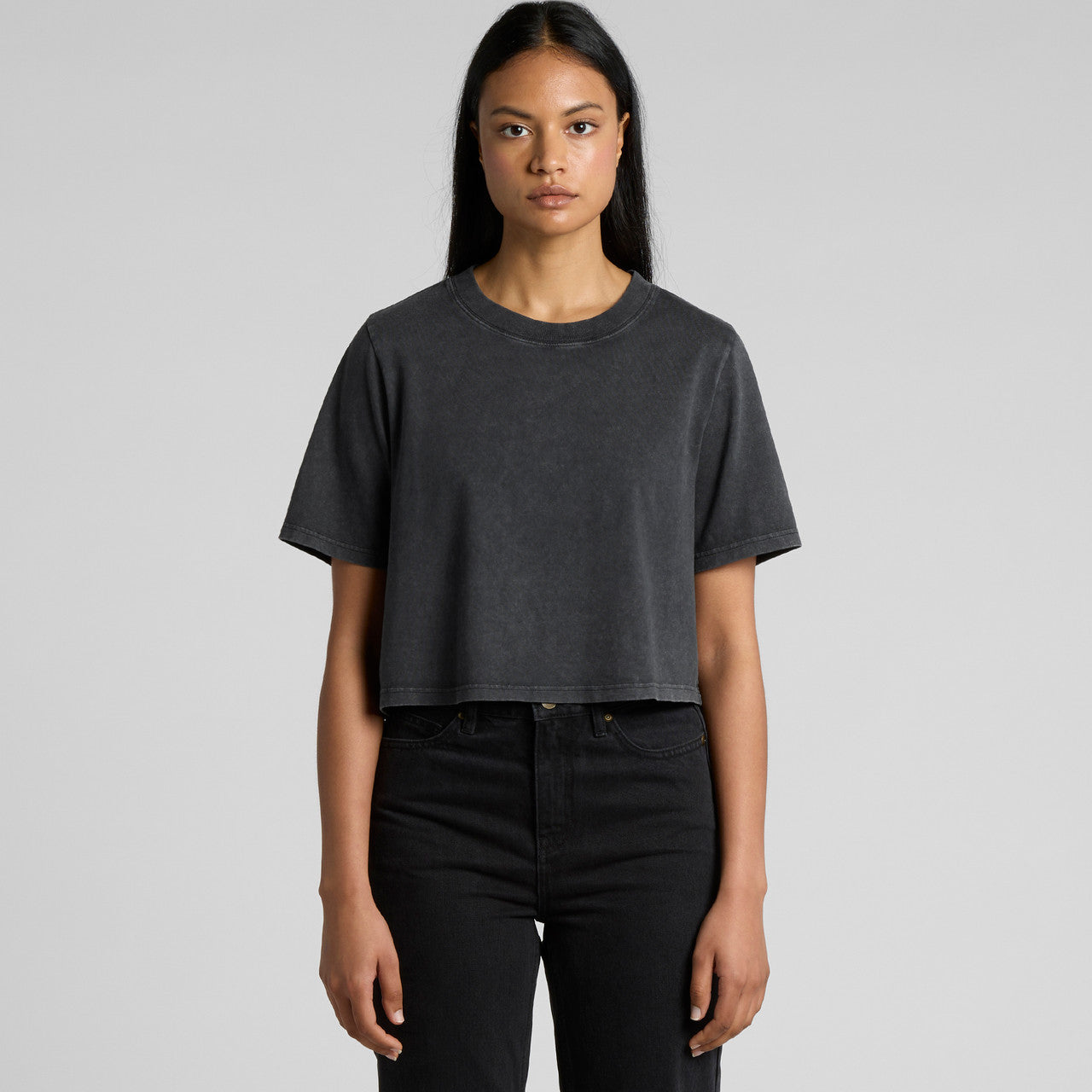 Wo's Stone Wash Heavy Crop – T-Shirt - MAIN