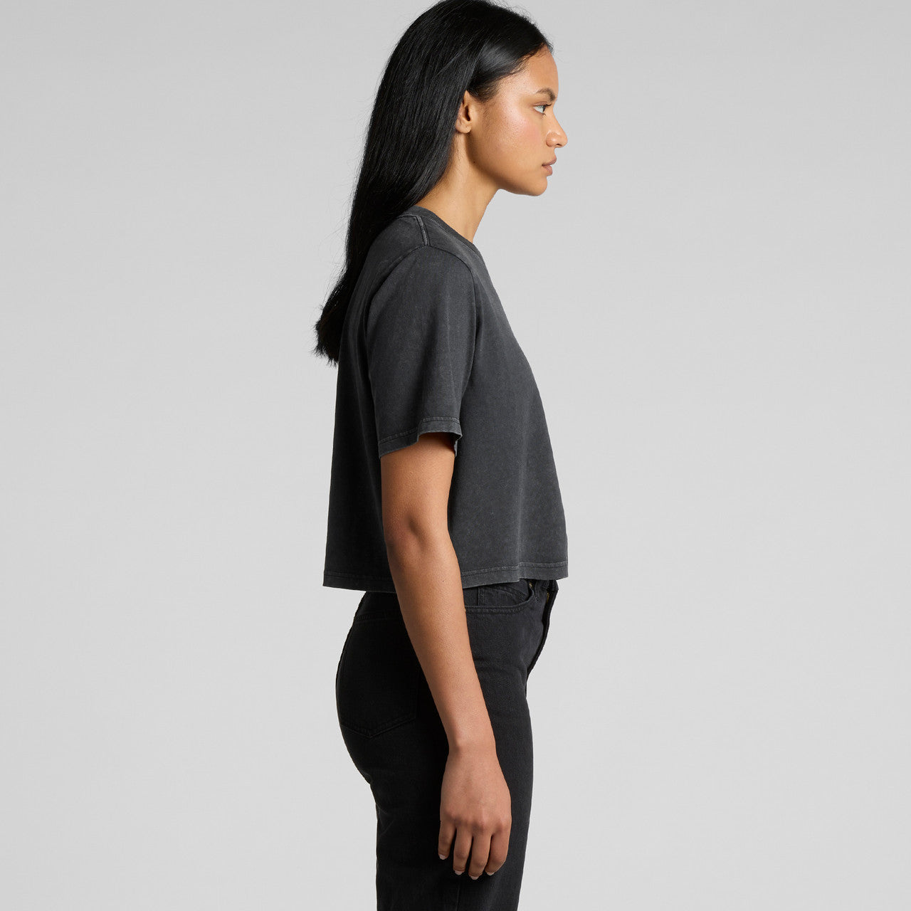 Wo's Stone Wash Heavy Crop – T-Shirt - SIDE