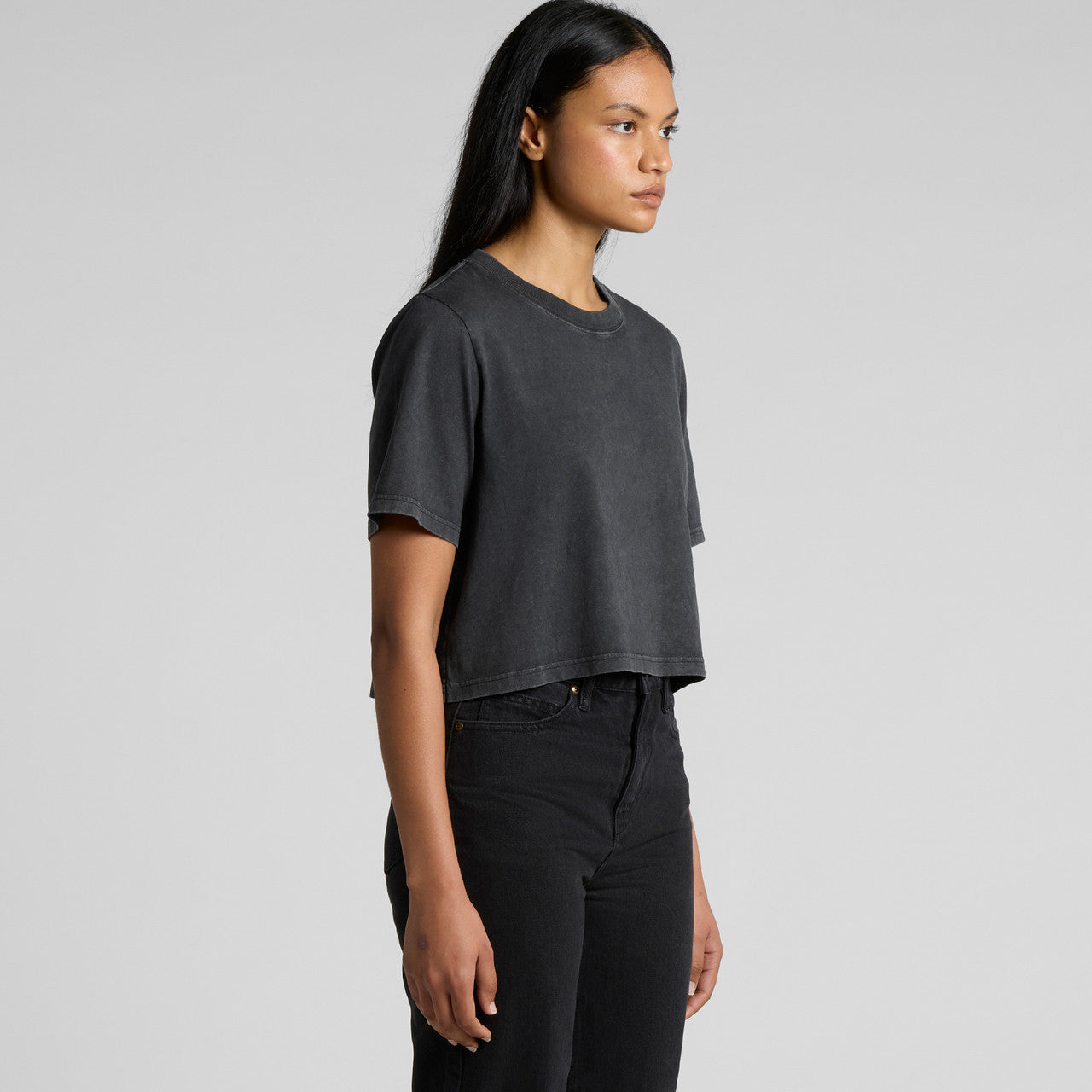 Wo's Stone Wash Heavy Crop – T-Shirt - TURN