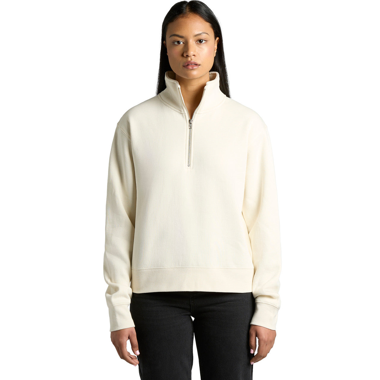 Wo's Stencil Half Zip Crew – Hoodie - FRONT